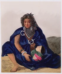 Eine Zauberin, die die Zukunft mit Mais und Salz in Ghzannah vorhersagt, 1835